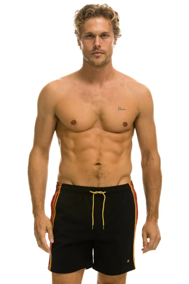 5 STRIPE FLEX SHORTS 8211 BLACK Men Aviator Nation Shorts