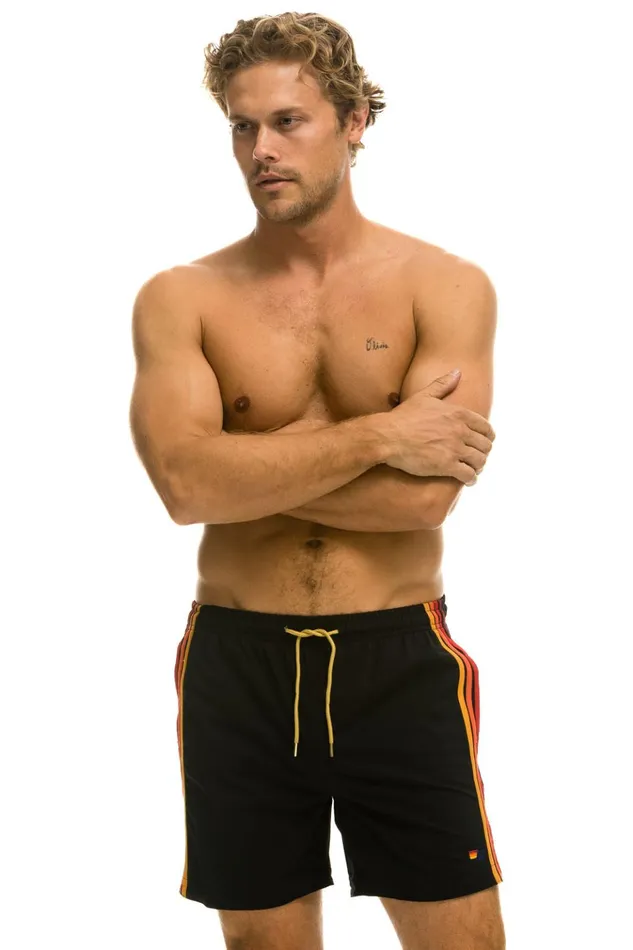 5 STRIPE FLEX SHORTS 8211 BLACK Men Aviator Nation Shorts
