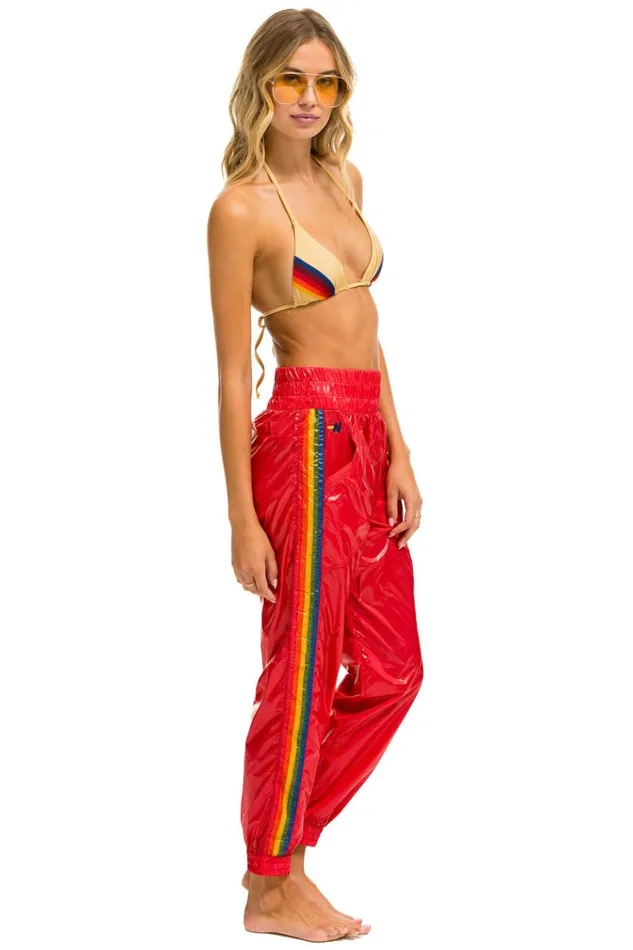5 STRIPE HI RISE WIND PANT 8211 CHERRY Women Aviator Nation Sweatpants