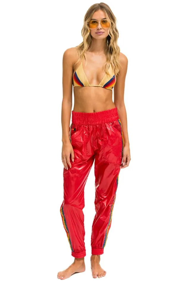 5 STRIPE HI RISE WIND PANT 8211 CHERRY Women Aviator Nation Sweatpants