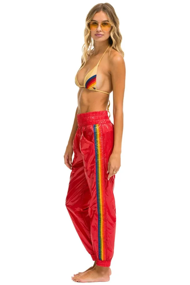 5 STRIPE HI RISE WIND PANT 8211 CHERRY Women Aviator Nation Sweatpants