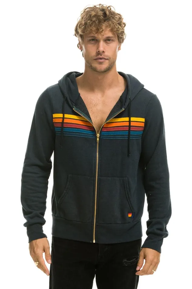 5 STRIPE HOODIE 8211 CHARCOAL Women Aviator Nation Hoodies
