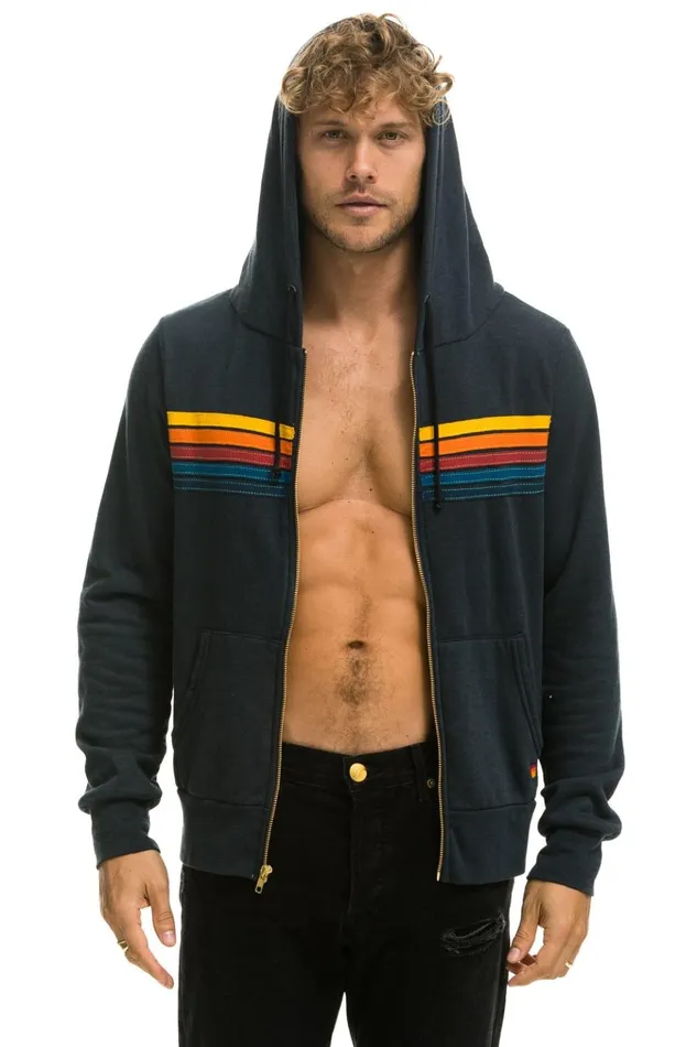 5 STRIPE HOODIE 8211 CHARCOAL Women Aviator Nation Hoodies