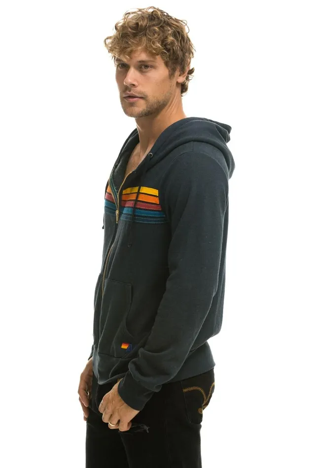 5 STRIPE HOODIE 8211 CHARCOAL Women Aviator Nation Hoodies
