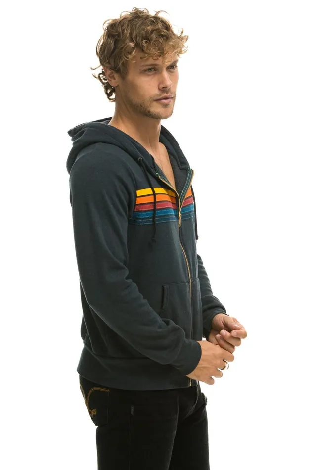 5 STRIPE HOODIE 8211 CHARCOAL Women Aviator Nation Hoodies