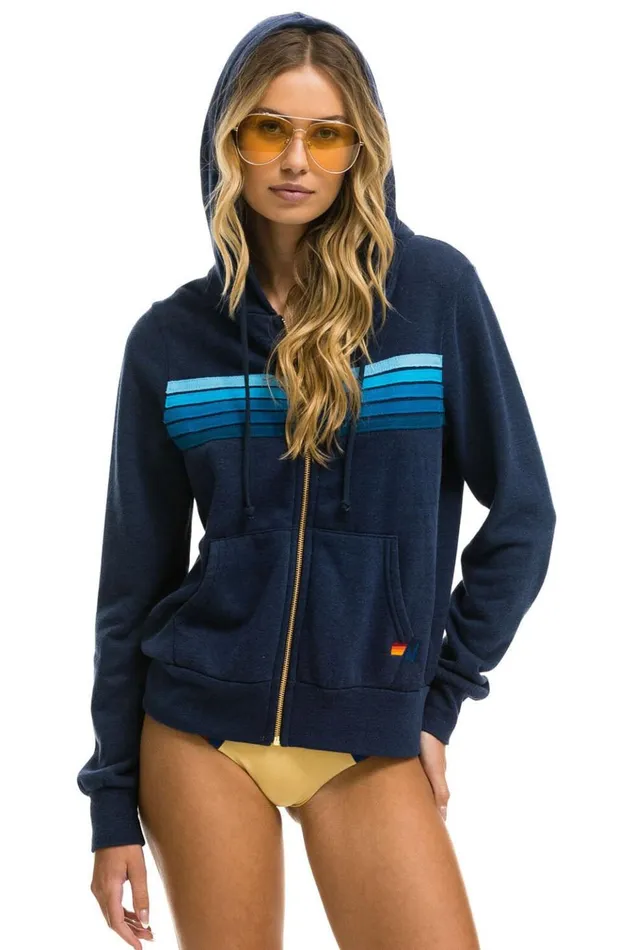 5 STRIPE HOODIE 8211 NAVY BLUE Women Aviator Nation Hoodies
