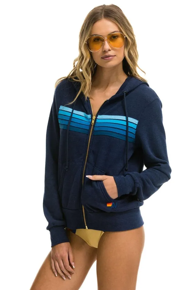 5 STRIPE HOODIE 8211 NAVY BLUE Women Aviator Nation Hoodies