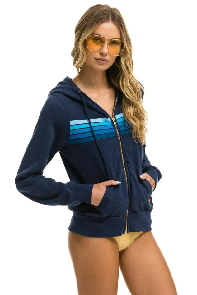 5 STRIPE HOODIE 8211 NAVY BLUE Women Aviator Nation Hoodies