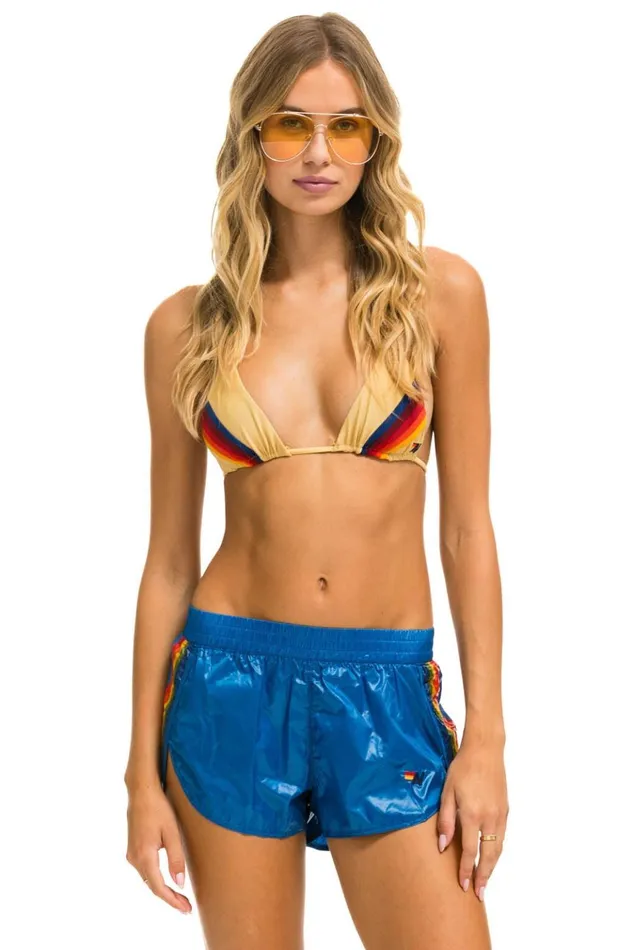 5 STRIPE NYLON JOGGER SHORT 8211 SNORKEL BLUE Women Aviator Nation Shorts