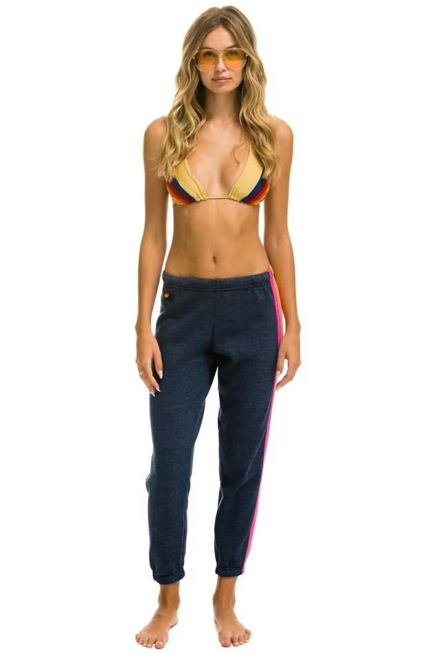 5 STRIPE SWEATPANTS 8211 HEATHER NAVY NEON RAINBOW Women Aviator Nation Sweatpants