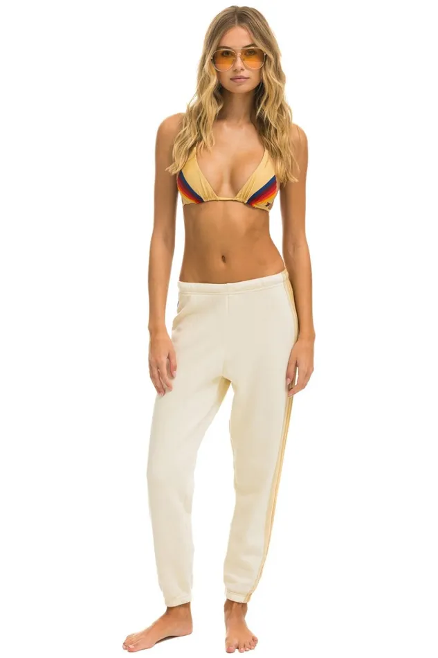 5 STRIPE SWEATPANTS 8211 VINTAGE WHITE TAN Women Aviator Nation Sweatpants