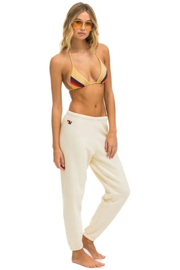 5 STRIPE SWEATPANTS 8211 VINTAGE WHITE TAN Women Aviator Nation Sweatpants