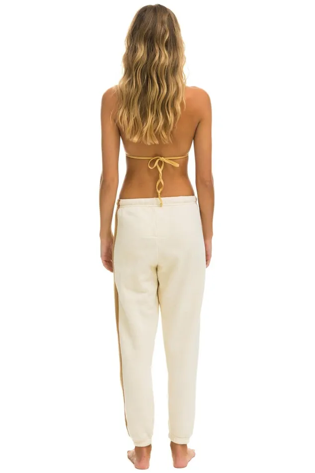 5 STRIPE SWEATPANTS 8211 VINTAGE WHITE TAN Women Aviator Nation Sweatpants