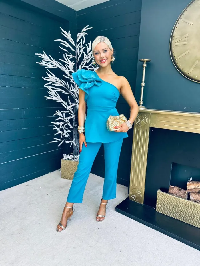 Addison Occasion 2 Piece Teal Womens Canella Lane Suits and Blazers