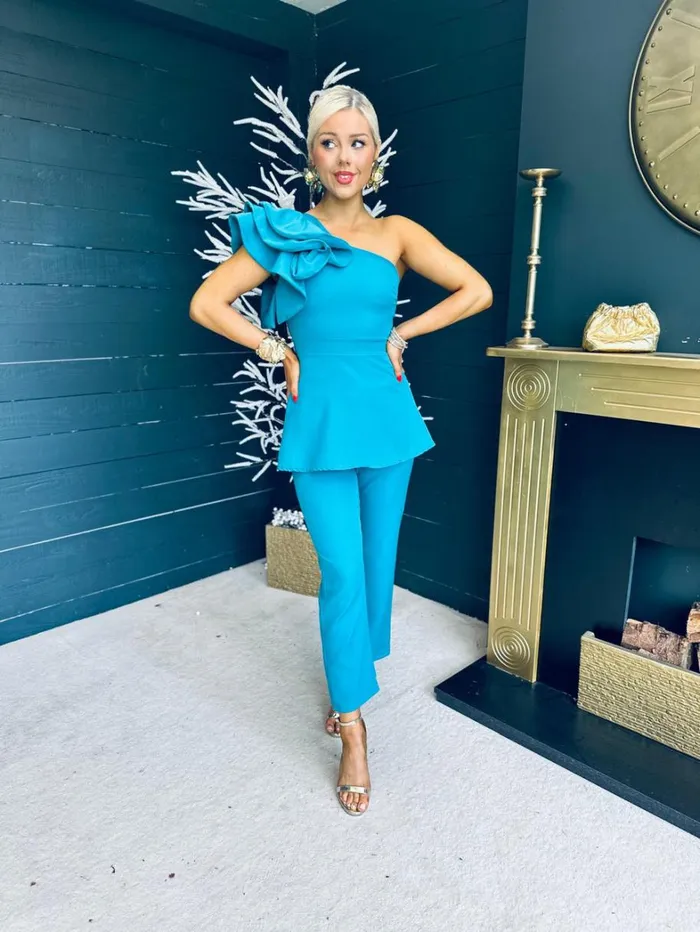 Addison Occasion 2 Piece Teal Womens Canella Lane Suits and Blazers