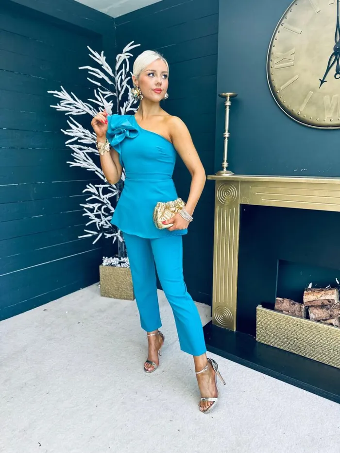 Addison Occasion 2 Piece Teal Womens Canella Lane Suits and Blazers