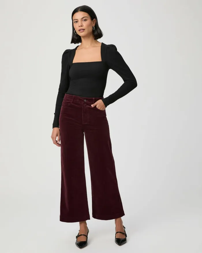 Anessa Wide Leg Pant 8211 Dark Oxblood Corduroy Women PAIGE Pants