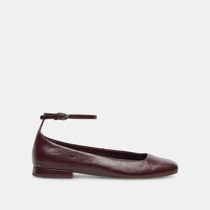 Ashya Ballet Flats Wine Crinkle Patent Women Dolce Vita Flats and Loafers