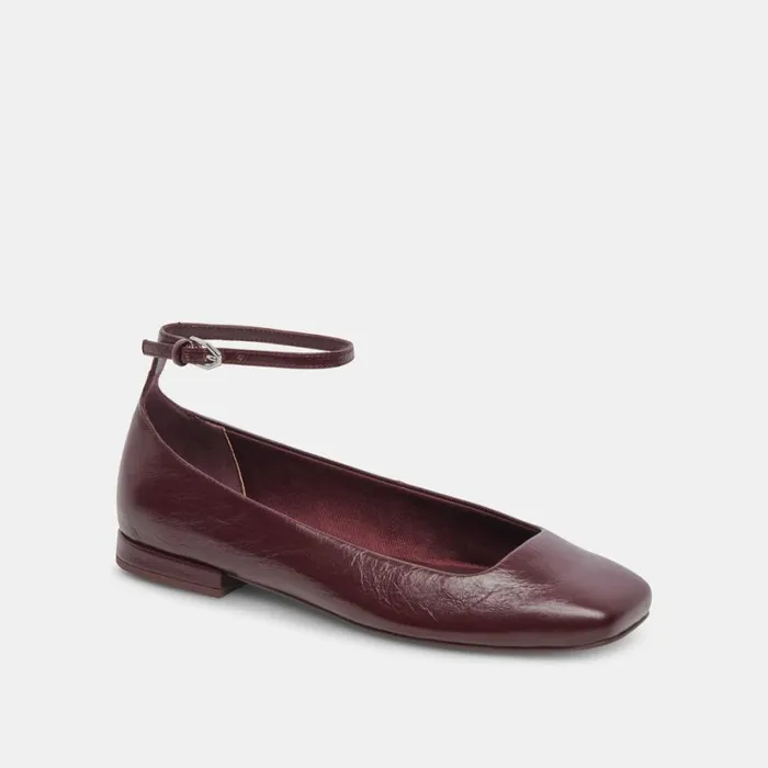Ashya Ballet Flats Wine Crinkle Patent Women Dolce Vita Flats and Loafers