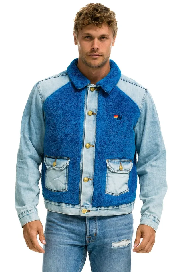 ASPEN SHERPA UNISEX DENIM JACKET 8211 SUPER LIGHT BLUE Women Aviator Nation Denim