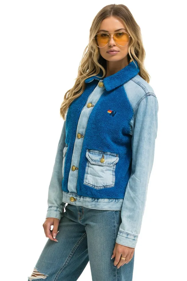 ASPEN SHERPA UNISEX DENIM JACKET 8211 SUPER LIGHT BLUE Women Aviator Nation Denim