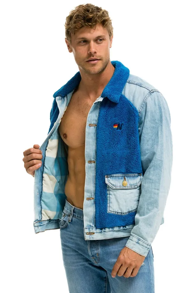 ASPEN SHERPA UNISEX DENIM JACKET 8211 SUPER LIGHT BLUE Women Aviator Nation Denim