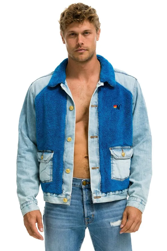 ASPEN SHERPA UNISEX DENIM JACKET 8211 SUPER LIGHT BLUE Women Aviator Nation Denim