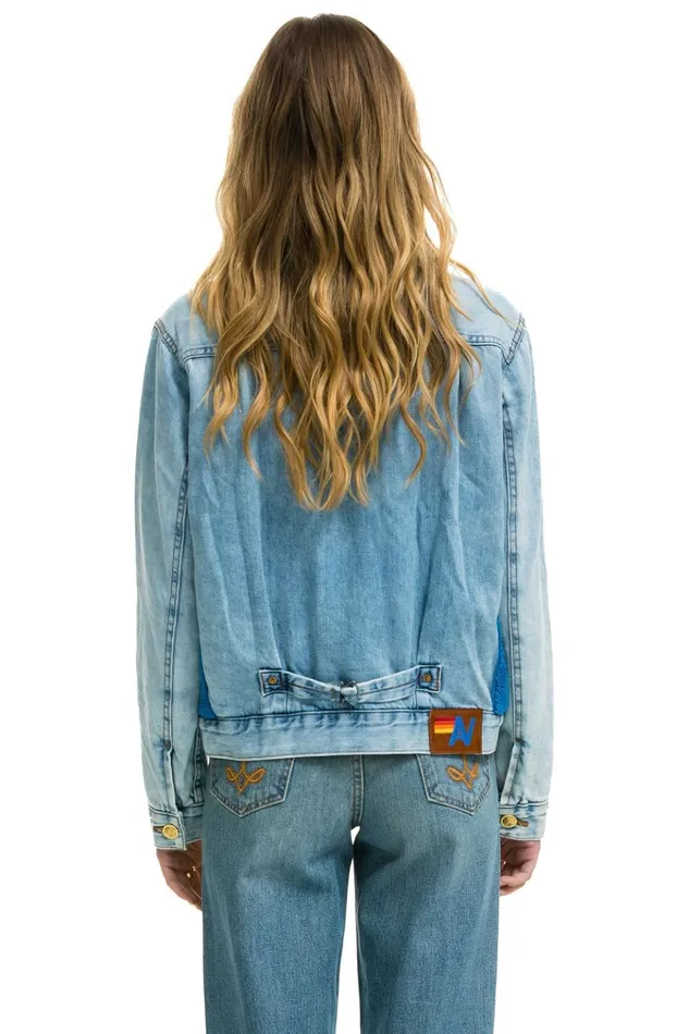 ASPEN SHERPA UNISEX DENIM JACKET 8211 SUPER LIGHT BLUE Women Aviator Nation Denim