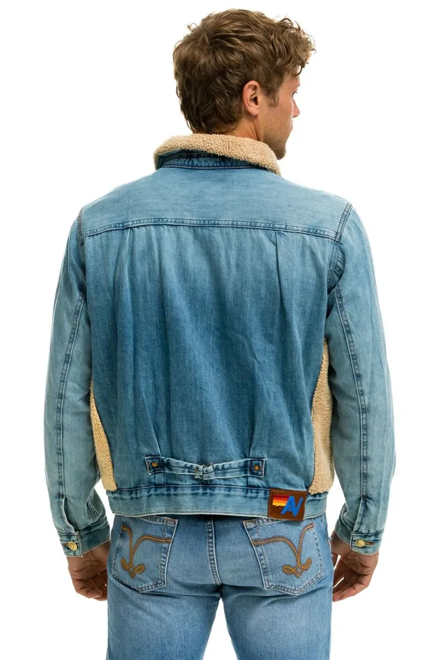 ASPEN SHERPA UNISEX DENIM JACKET 8211 VINTAGE WHEAT WomenMen Aviator Nation Denim