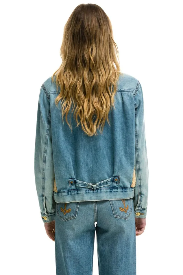 ASPEN SHERPA UNISEX DENIM JACKET 8211 VINTAGE WHEAT WomenMen Aviator Nation Denim