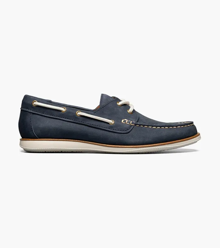 Atlantic Moc Toe Boat Shoe Navy Men Florsheim Casual Shoes