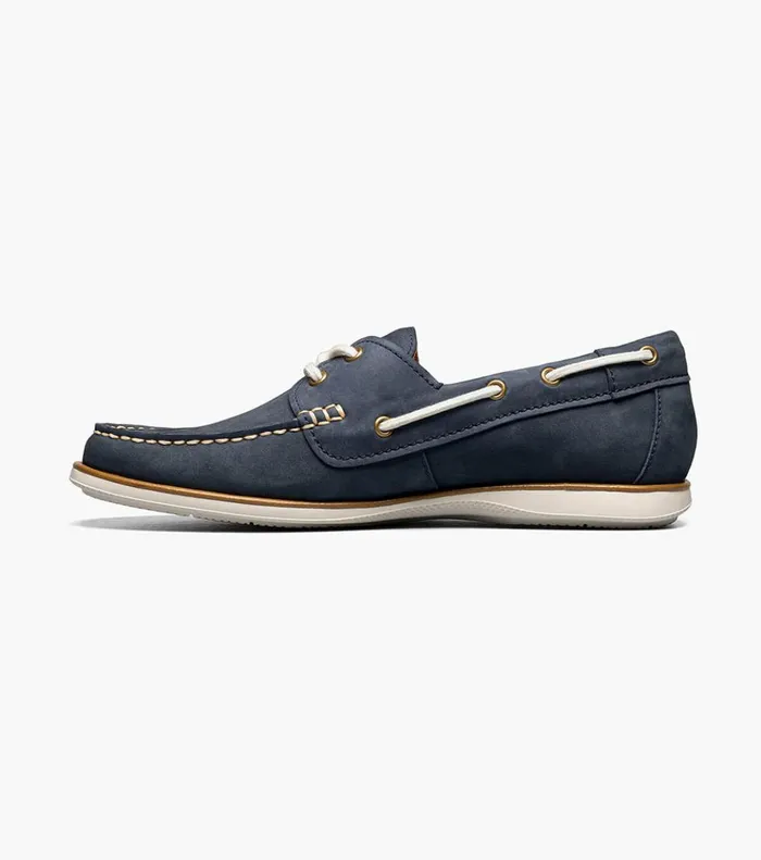 Atlantic Moc Toe Boat Shoe Navy Men Florsheim Casual Shoes