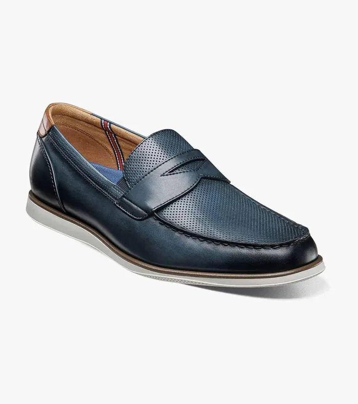 Atlantic Moc Toe Penny Loafer Navy Men Florsheim Casual Shoes