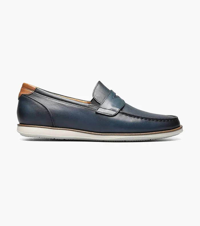Atlantic Moc Toe Penny Loafer Navy Men Florsheim Casual Shoes
