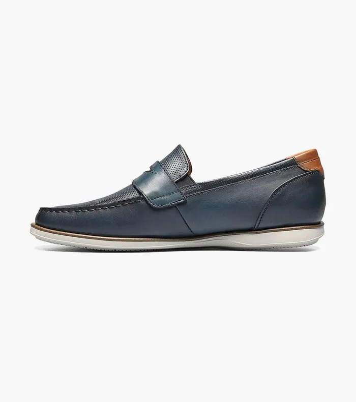 Atlantic Moc Toe Penny Loafer Navy Men Florsheim Casual Shoes