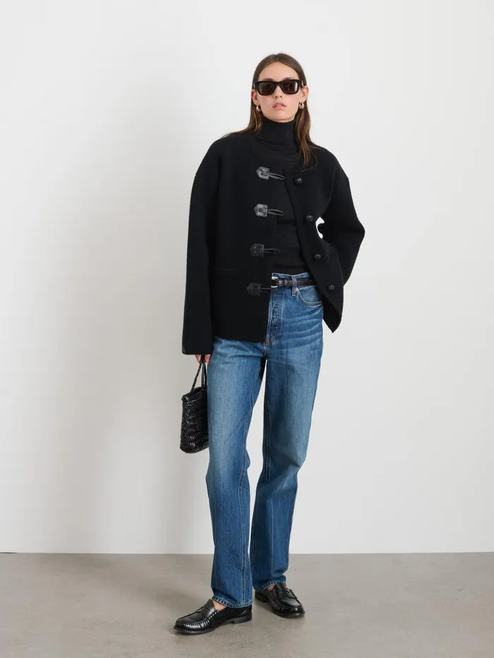 Aubrey Sweater Jacket In Merino Wool Black Women Alex Mill Sweaters