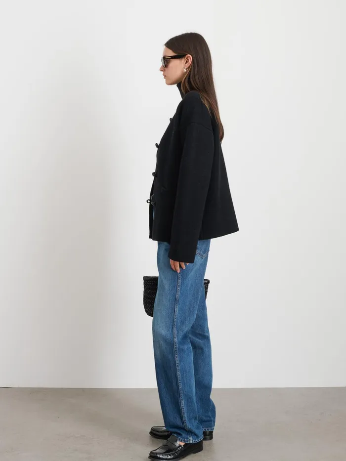 Aubrey Sweater Jacket In Merino Wool Black Women Alex Mill Sweaters