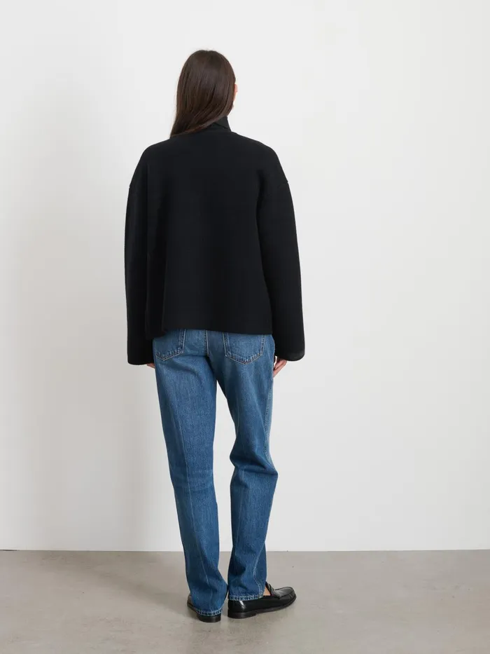 Aubrey Sweater Jacket In Merino Wool Black Women Alex Mill Sweaters