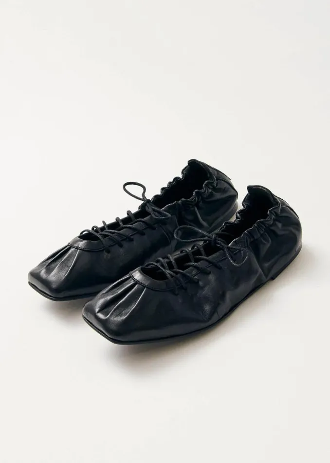 Aureline Black Leather Ballet Flats Women ALOHAS Ballet Flats