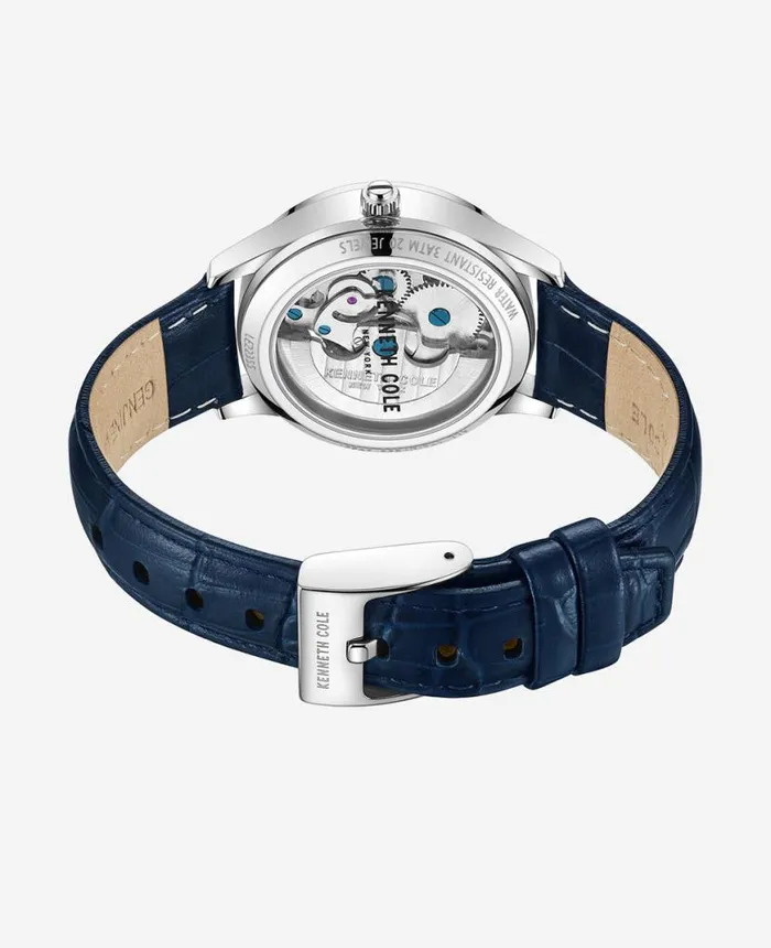 Automatic DiamondAccented Leather Strap Watch Blue Women Kenneth Cole Watches Automatic DiamondAccented Leather Strap Watch Blue Women Kenneth Cole Watches