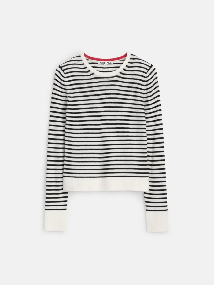 Ava Striped Sweater Tee Ivoryblack Women Alex Mill Sweaters