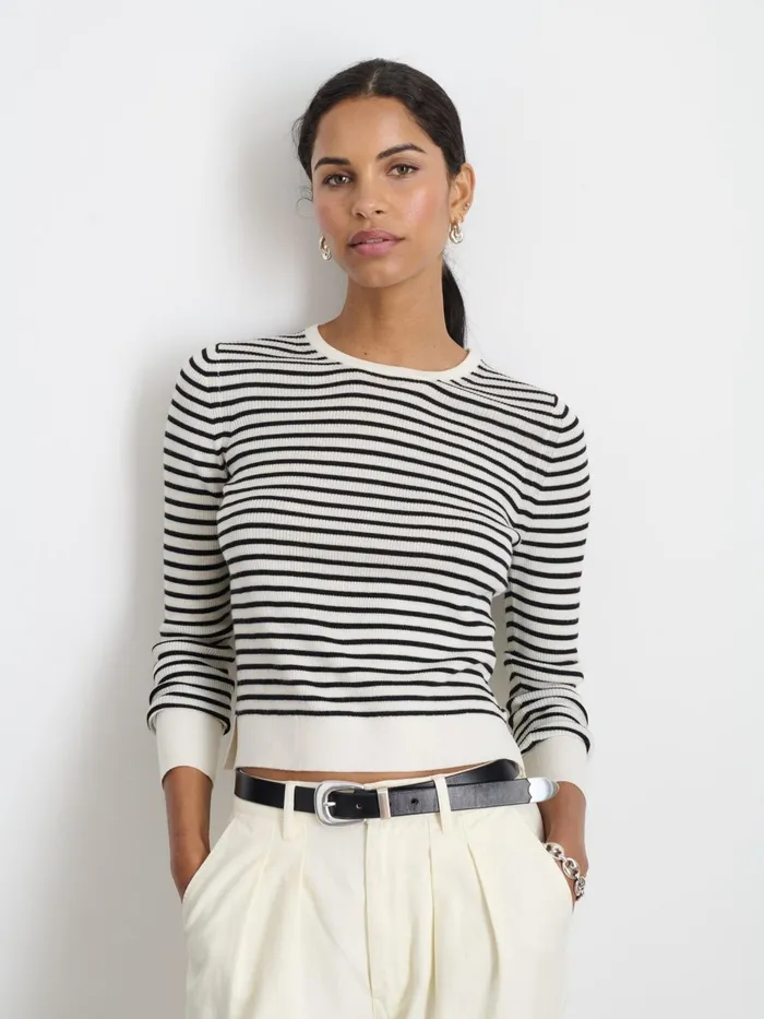 Ava Striped Sweater Tee Ivoryblack Women Alex Mill Sweaters Ava Striped Sweater Tee Ivoryblack Women Alex Mill Sweaters