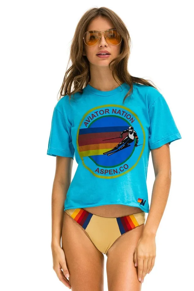 AVIATOR NATION ASPEN BOYFRIEND TEE 8211 NEON BLUE Women Aviator Nation Tees