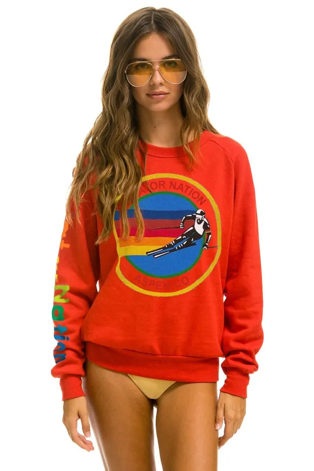 AVIATOR NATION ASPEN SWEATSHIRT 8211 RED Women Aviator Nation Sweatshirts