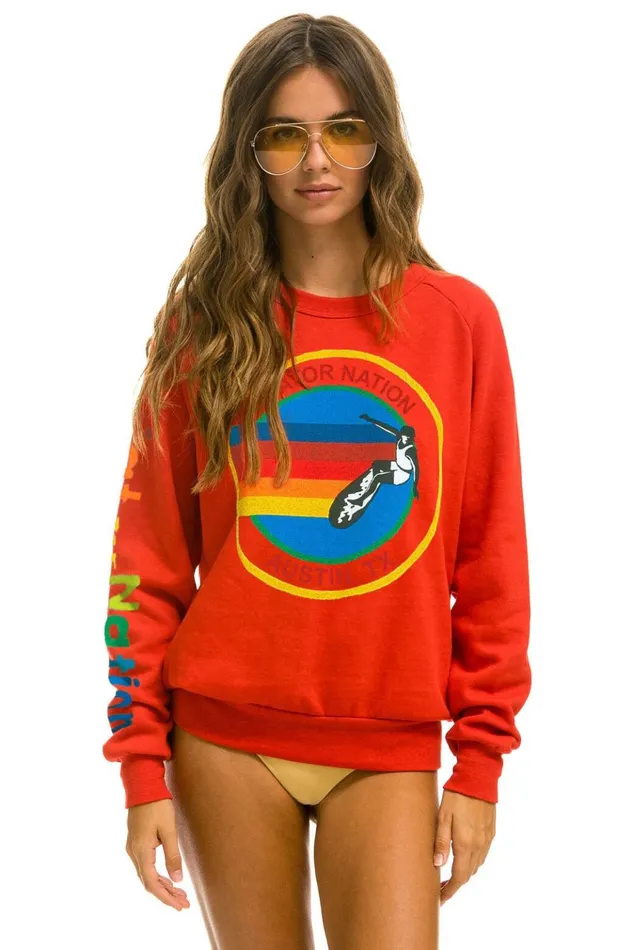 AVIATOR NATION AUSTIN CREW SWEATSHIRT 8211 RED Women Aviator Nation Sweatshirts