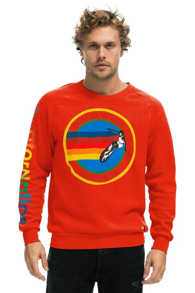 AVIATOR NATION AUSTIN CREW SWEATSHIRT 8211 RED Women Aviator Nation Sweatshirts
