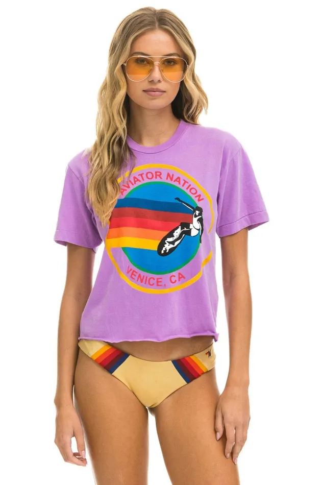 AVIATOR NATION BOYFRIEND TEE 8211 NEON PURPLE Women Aviator Nation Tees