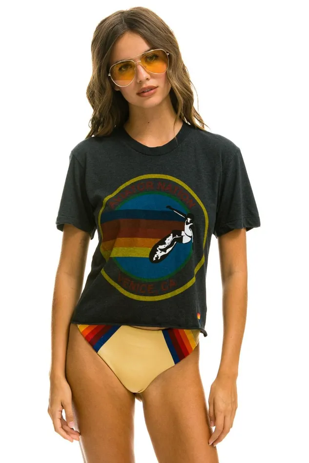 AVIATOR NATION HAIGHT ASHBURY BOYFRIEND TEE 8211 CHARCOAL Women Aviator Nation Tees