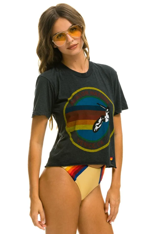 AVIATOR NATION HAIGHT ASHBURY BOYFRIEND TEE 8211 CHARCOAL Women Aviator Nation Tees
