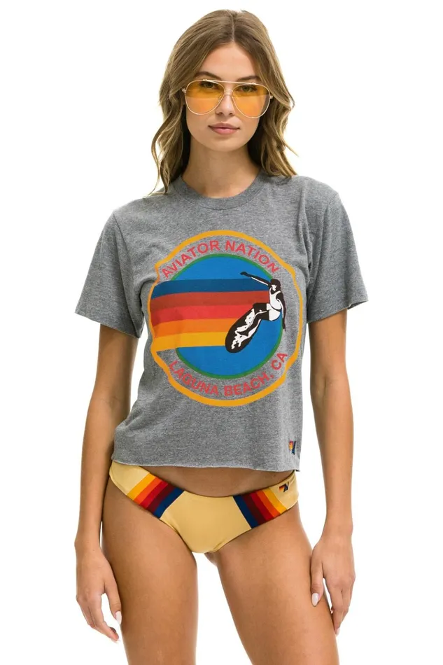 AVIATOR NATION LAGUNA BEACH BOYFRIEND TEE 8211 HEATHER GREY Women Aviator Nation Tees